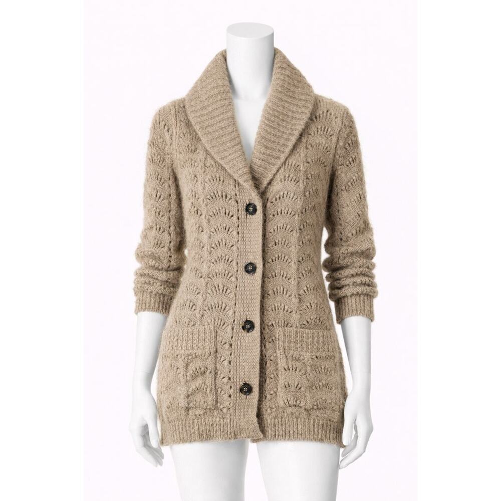 vintage Made in Italy Mohair Wool Blend Shawl Collar Cardigan Chunky Knit